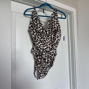 Old Navy Leopard Print One-Piece Swimsuit in Black and Cream
